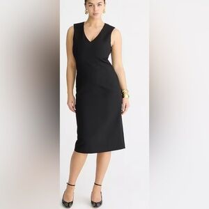 J. Crew Black Wool Fitted Deep V Neck Plunge Neck‎ Sheath Dress Size 8 Career